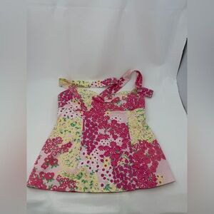 Lilly Pulitzer Pink, Yellow & Green Floral Halter Top